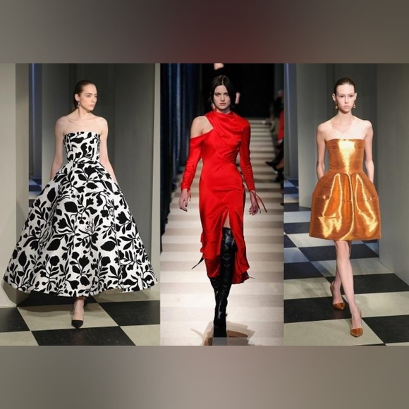 *$8,000 OSCAR DE LA RENTA WHITE SILK BLACK FLORAL EMBROIDERED RUNWAY GOWN US L - Picture 12 of 15